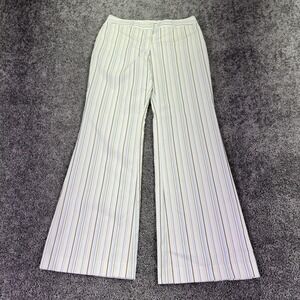 Express Pants Womens 6 White Editor Striped Wide Leg Dress Stretch Workwear City